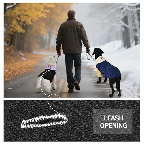 2 Pack Fleece Lined Dog Hoodie for Small Medium Large Dogs, Soft Warm Dog Sweater Jackets Winter Fall Pet Hooded Clothes Custume Dogs Sweatshirt with Leash Hole and Pocket, Black and Navy Blue, S - Thumbnail 5
