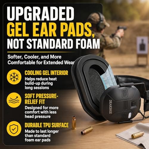 DEAKSHIE Electronic Shooting Ear Protection with Bluetooth, 6X Sound Amplification, 4-Mic 360° Hearing Enhancement, 30dB SNR, Gel Ear Pads for Long Range Comfort – Gun Range & Hunting - Thumbnail 3