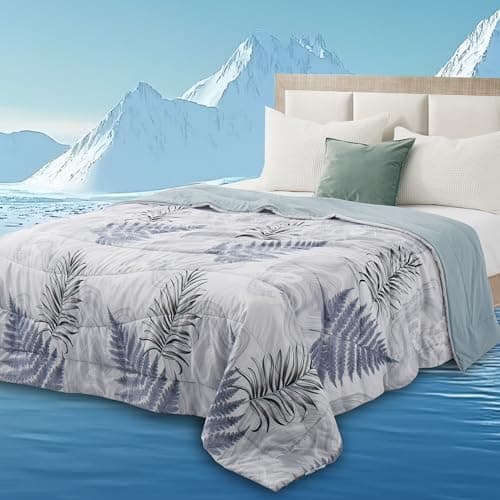 WQSPRING Cooling Comforter Twin Size, Cooling Blankets for Hot Sleepers, Breathable Lightweight Cold Blanket, Ultra Soft Thin Summer Bedding (Dusty Blue, Twin) - Image 1
