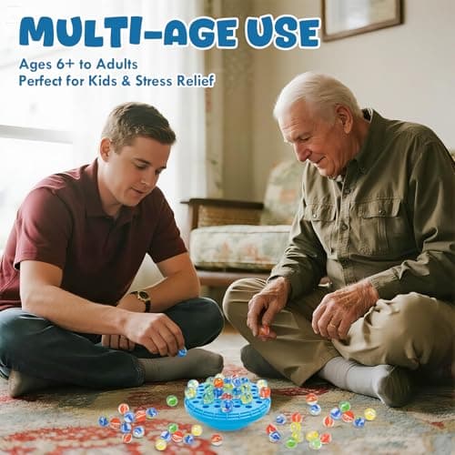 INKZOO Marble Balance Game, Wobble Marble Stacking Game for Kids 6+, Family Games for Kids and Adults with Built-in Storage, Marbles Board Game for 1-4 Players, Fun Birthday Party Games Toys - Thumbnail 6