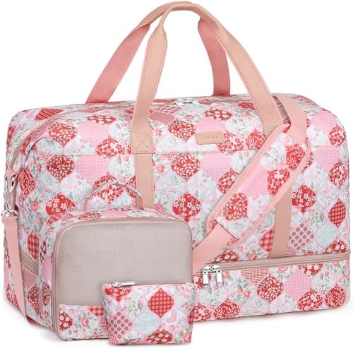 IBFUN Weekender Bags for Women, Travel Duffle Bag with Shoe Compartment Carry on Weekender Overnight Duffel for Weekend Travel Business Trip 3PCS - Image 1