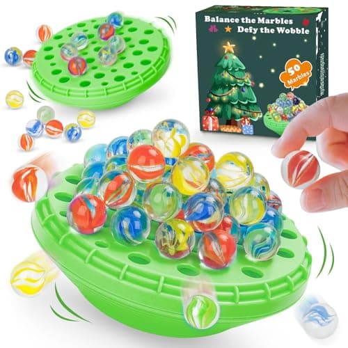 INKZOO Marble Balance Game, Wobble Marble Stacking Game for Kids 6+, Family Games for Kids and Adults with Built-in Storage, Marbles Board Game for 1-4 Players, Fun Birthday Party Games Toys - Image 1