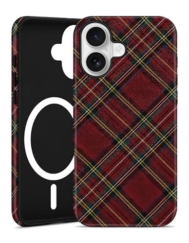 Aitipy Magnetic Plaid Phone Case for iPhone 17, Compatible with MagSafe, Cute Aesthetic Tartan Soft TPU and Hard PC Shockproof Protective Phone Cover for Women Girls-Red - Image 1