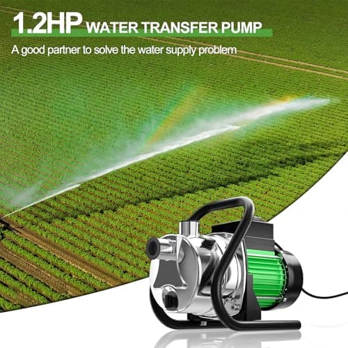 SHANGDA Water Transfer Pump 110V Shallow Well Pump 1.6HP 1800GPH Electric Portable Garden Pressure Booster Pumps for Sprinkler Irrigation Lawn with Adapters, Green - Thumbnail 2