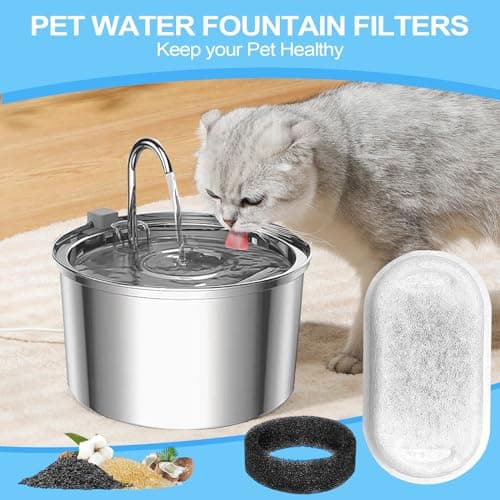 RLSHEN Cat Water Fountain Filter for Stainless Steel 108oz/3.2L& 67oz/2L Automatic Pet Water Dispenser Fountian Replacement Filter with Sponges, white-16 - Thumbnail 6
