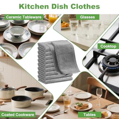 Jeymei 10 Counts Multipurpose Wire Dishwashing Rag,Non Scratch Wire Dishcloth for Washing Dishes,Microfiber Miracle Cleaning Cloth with Mesh,Dual-Sided Steel Mesh Cloth for Pot,Metal Scrubber,Grey - Thumbnail 6