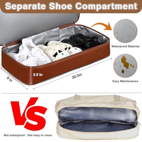 Weekender Bag for Women Travel Duffel Bag - Carry On Overnight Bag with Shoe Compartment Large Nylon Duffle Tote Bag 21.5" for Traveling Business Weekend Trip - Thumbnail 3