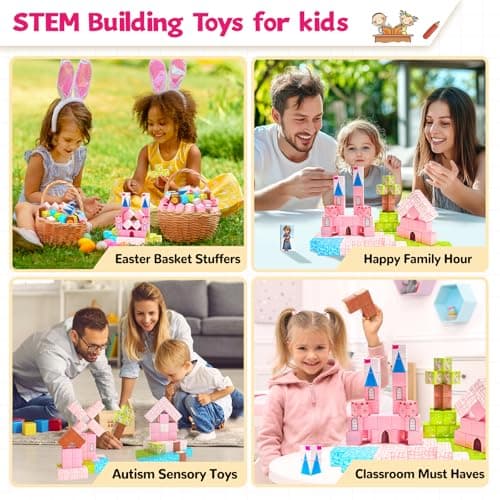 Hiwawind Magnetic Blocks Princess Toys - Easter Gifts for Kids - Princess Castle Building Blocks,Birthday Gifts for Girls, Toys for 3 4 5 6 7 8 Year Old Girls Boys, Preschool Toddlers Travel Toys - Thumbnail 2