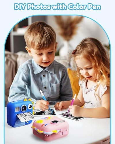 KOKODI Kids Camera Instant Print, Toddler Cameras Christmas Birthday Gifts for Boys Age 3-12, Digital Video Instant Printer Camera for Kids, Toys for Ages 5-7 Boys (Blue) - Thumbnail 3