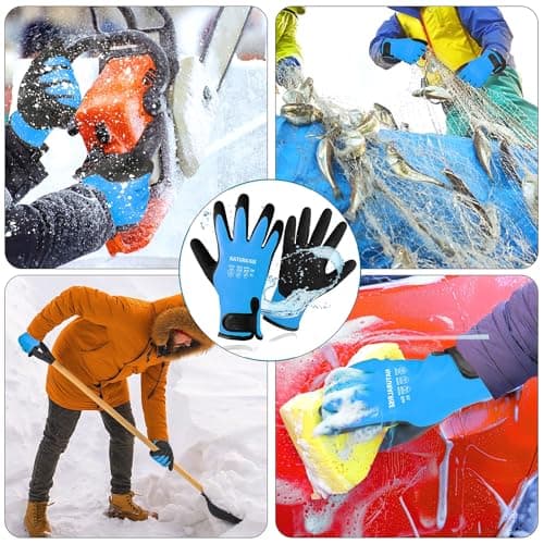 100% Waterproof Gloves for Men & Women,Winter Work Gloves for Cold Weather,Waterproof Work Gloves with Grip,Winter Freezer Gloves for Working,Gardening, Fishing, Construction Worker (Blue,Medium) - Thumbnail 5