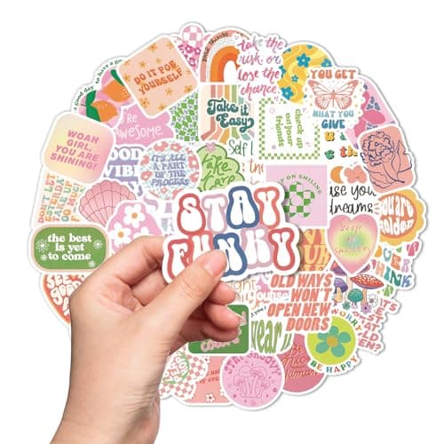 100 Inspirational Stickers Pack for Preppy Girls Women Kids Vinyl Waterproof Positive Aesthetic Stickers for Water Bottles, Laptop, Phone Pink Aesthetic Preppy Stuff, Things, Motivational Decals - Thumbnail 5