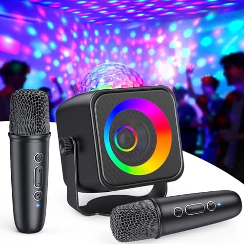 Karaoke Machine for Adults: Stand Karaoke Speaker with Disco LED Lights Portable Bluetooth Speaker with 2 Wireless Microphone Toys Birthday Gifts for Boys Girls Family Home Party - Image 1