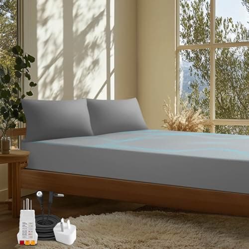 Grounding Sheets, 10% Silver Fiber & 50% Tencel & 40% Cotton, Grounded Fitted Sheet Only, Connected Earth Energy for Better Sleep, Grounding Bed Sheet 18" Deep Pocket(60"X80" Grey)