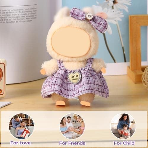 Clothes for Blind Box Dolls, Premium 2-Piece Dolls Accessories Set with Chic Bow Dress Outfit for 15-17cm Plush Blind Box Toy (Purple Set) - Thumbnail 6