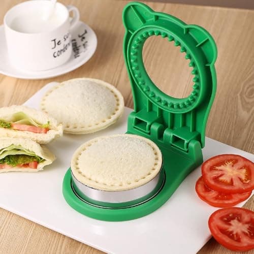 XBllcyiv Uncrustable Sandwich Maker, Circle Shape 3.7 Inch Sandwich Cutter and Sealer for Kids Breakfast and Lunchboxes, Green - Thumbnail 5