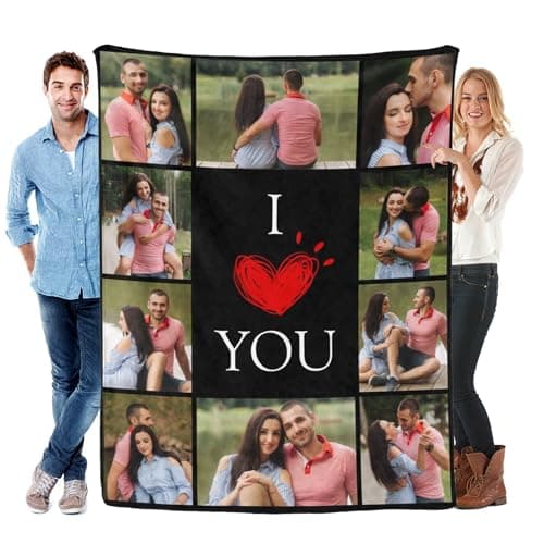 Personalized Gifts for Couple Love Anniversary Girlfriend Boyfriend Birthday Custom Blanket with Picture Customized Memories Souvenir with Photos Wedding Valentines Day Gift for Wife Soft and Warm - Image 1