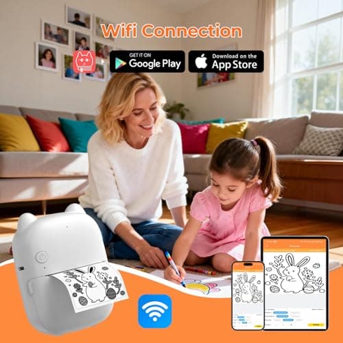 RayCue Printy AI Mini Voice-Control Printer, Kid-Safe AI Sticker Printer with Privacy Protection, Inkless Thermal Photo Printer, Bluetooth Pocket Printer for iOS & Android, 1 Rolls Adhesive Stickers - Thumbnail 3