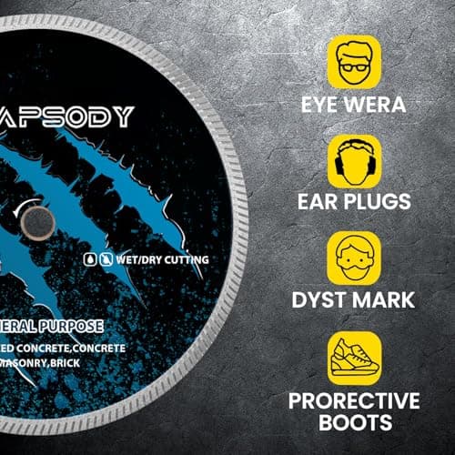 RHAPSODY 7Inch Diamond Saw Blade 2pcs,Continuous Turbo Rim General Purpose Blade Dry/Wet Cutting Concrete,Masonry, Brick, Block,Stone,Paver 7/8"-5/8" Arbor - Thumbnail 6