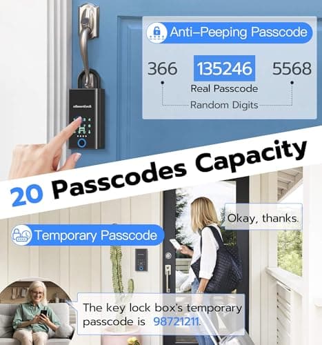 Anweller Lock Box for Keys with Code, Fingerprint RFID Smart Bluetooth Key Hider, Outdoor Waterproof Combination Lockbox for Realtor, Hosts, Keys Safe Storage, Hide a Key, Door Hanging & Wall Mount - Thumbnail 5