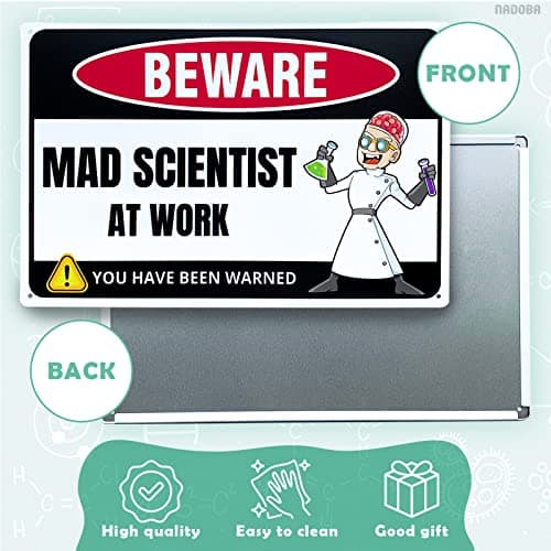 Mad Scientist at Work Desk Decor Tin Sign - Laboratory Posters for Wall - Metal Wall Decor - Science Gifts for Adults - Funny Science Classroom Decor - Party Decorations - Thumbnail 4