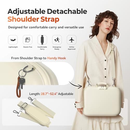 Nacial Fireproof Document Box with Lock & Shoulder Strap, Hard-Shell Fireproof File Organizer with 13 Pocket Accordion File Folder, Portable Safe Storage for Important Documents, Laptop, Beige - Thumbnail 5