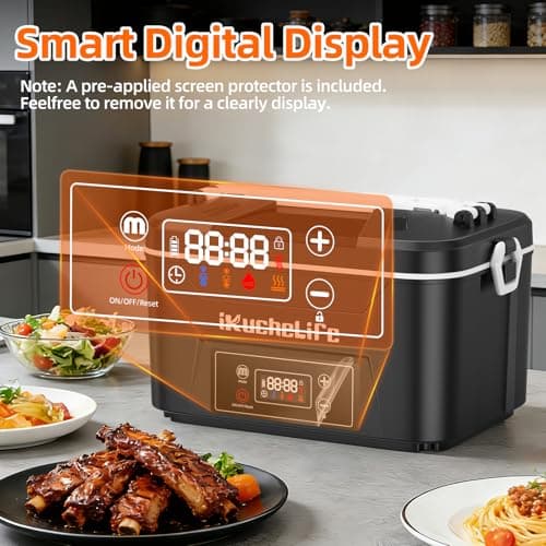 ikuchelife Heated Lunch Box, 24000mAh Cordless Electric Lunch Box with Scheduled Heating, 1.2L Rechargeable Portable Food Warmer with Digital Display for Work, Travel, Office, Camping - Thumbnail 2