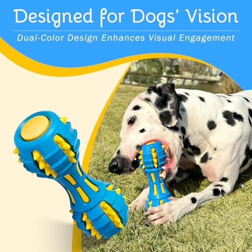 Ruffoo GnawBell Dog Squeak Toy for Interactive Play, Dual-Color Design Chew Toy for Dogs, Durable Natural Rubber Dog Toy for Medium & Large Breeds - Thumbnail 6
