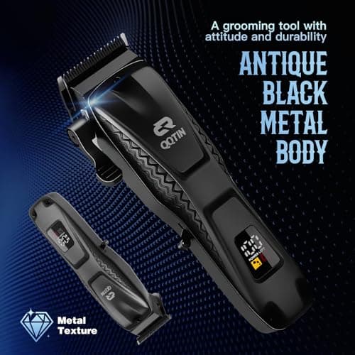 QQTIN Hair Clippers for Men Professional, Cordless Clippers and Trimmers Set for Hair Cutting, 8500RPM Rechargable Electric Hair Trimmer for Self-Haircut and Family Use (Black) - Thumbnail 6