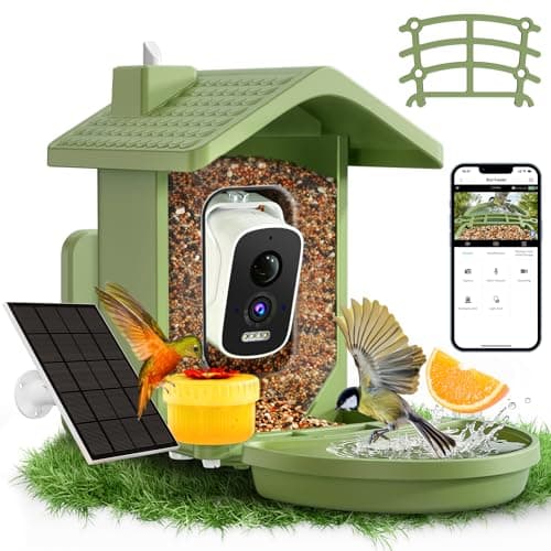 Smart Bird Feeder with Camera Solar Powered, AI Birds Species Identification, 2.5K HD Video Bird House with Camera for Outside, Weatherproof Design Ideal Gifts for Valentine's Day, Bird Lovers, Green - Image 1