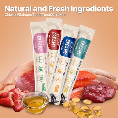 PETPHABET Lickable Cat Treats Squeeze, Creamy Puree Squeezable Wet Kitten Treats, 4 Flavors Variety Pack 20 Tubes, Paste Snacks for Skin & Coat Health, Digestive Care, High Protein, Grain Free - Thumbnail 3