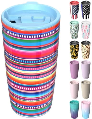 TILUCK 20 oz Tumbler with Lid, Vacuum Insulated Stainless Steel Coffee Mug, Double-Walled Travel Tumbler for Hot and Cold Drinks(RainbowStripes, 20oz) - Image 1