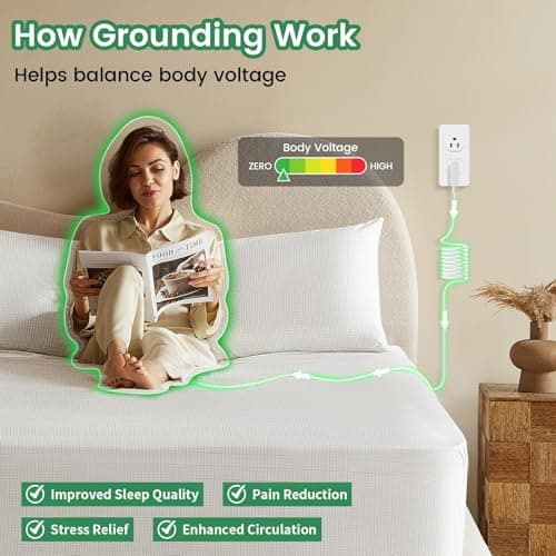 Grounding Sheets, 10% Silver Infused Bed Sheets Grounding Bed Sheets, 90% Organic Cotton Grounded 400 Threads Bedding [Full - 54"x75"x15",Off White] - Thumbnail 2