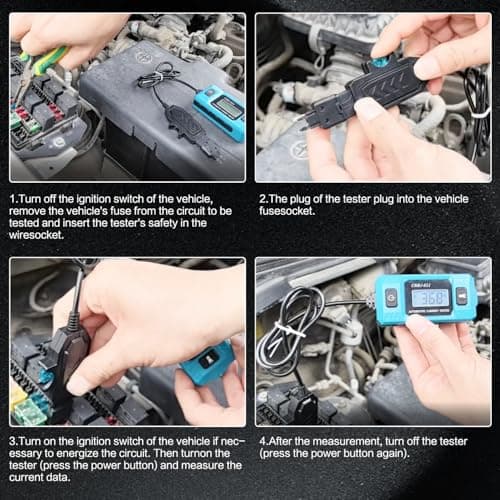 Ansbell Car Circuit Tester Fuse Tester Automotive Current Tester Blade Fuse Max 48V, Circuit Measure AmpFuse Buddy, Automotive Blade Checker Fuses Box Current Test - Thumbnail 4