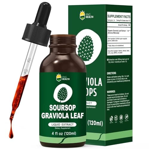 Organic Soursop Graviola Leaf Extract Liquid Drops | Soursop Bitters Liquid | GMP Certified | Vegan, Non-GMO, Gluten Free | Immune Support | 4 Fl Oz - Image 1