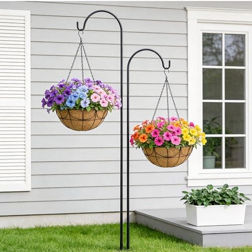 13.5 Inch 3 Pack Hanging Baskets Planters for Outdoor Plants - Wire Hanging Baskets Plant for Plants Outdoor with Coco Liners Minimalist Metal Hanging Pots for Outside Garden Patio Porch Decor - Thumbnail 5