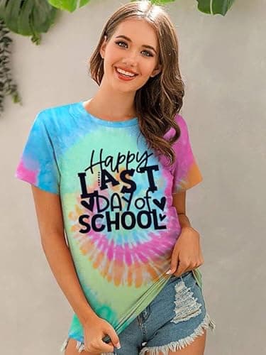 Last Day of School Teacher Shirt Funny Teacher Tshirts Teachers Day Tees Teacher Life Casual Tops Multicoloured - Thumbnail 3