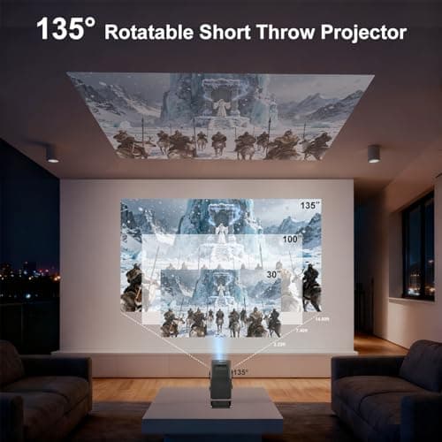 Mini Projector, Portable Projector 4K Support, Full HD 1080P Outdoor Movie Projector with WiFi6 and Bluetooth,Auto Focus with Built-in Apps Proyector,Compatible with HDMI/USB/iOS/Android - Thumbnail 4