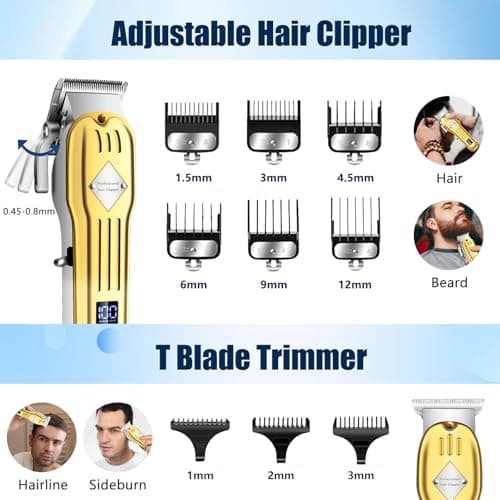 Hair Clippers for Men, Professional Beard Trimmer Mens Shaver Electric Razor Nose Trimmer Kit, Cordless Barber Clippers and Trimmers Set, Hair Cutting Kit, Shaving Machines for Men Grooming Gifts - Thumbnail 2