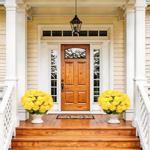 FULLMUSIC Artificial Flowers for Outdoor, UV Resistant Realistic Geranium Fake Flowers-Faux Flowers for Outdoor planters, Garden, Porch, Patio, Window Box Home Decor All Year Round (6, Yellow) - Thumbnail 3
