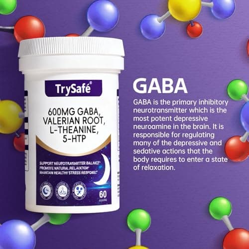 TrySafe 600mg GABA Sleep Aid* for Adults with 200mg Valerian Root, 100mg L-theanine, 60mg 5-HTP | Helps The Body Ease Into Sleep* & Maintain Deep Restful Sleep*, 60 Capsules, 30 Day Supply - Thumbnail 5