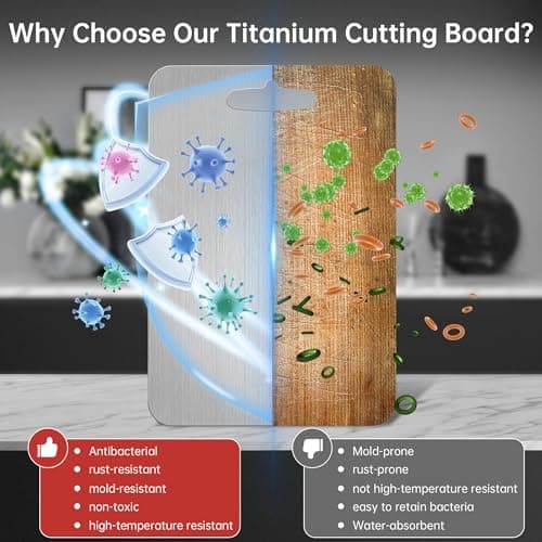 Titanium Cutting Board - 100% Pure Titanium Cutting Boards for Kitchen Double Sided Non Toxic Titanware for Meat/Vegetables, Hygiene Durable Dishwasher Safe Metal Chopping Board Large - Thumbnail 2