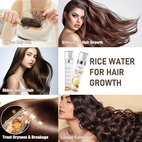 Rice Water Hair Growth Serum - Infused with Rosemary, Biotin, Caffeine, Non-Greasy Formula for Hair Loss, Damaged & Dry Hair, Thicker, Longer, Fuller Hair (3.38 OZ(Upgrade)) - Thumbnail 6