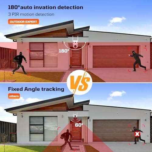 4G LTE Cellular Security Camera 180°Automatic Intrusion Detection and 360°Panoramic View Home and Outdoor Security Camera with Solar Panel, 2K Video Illumination at Night-4G-New - Thumbnail 3