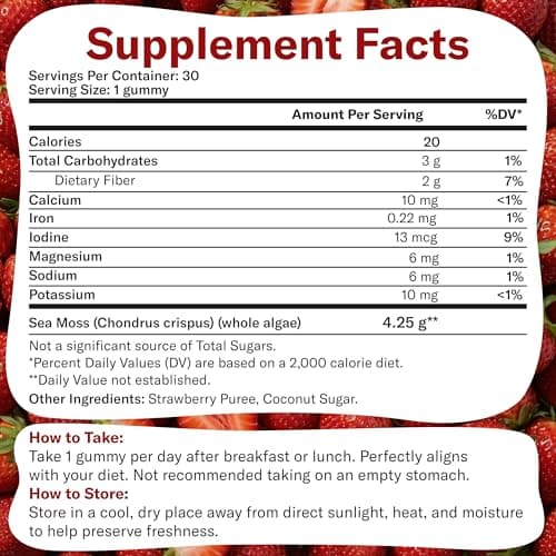 True Sea Moss Gummies – Sea Moss Dry Gel – Raw & Wildcrafted – Sweetened with Organic Coconut Sugar & Real Strawberry Purée – 30 Gummies (30 Servings) - Thumbnail 2