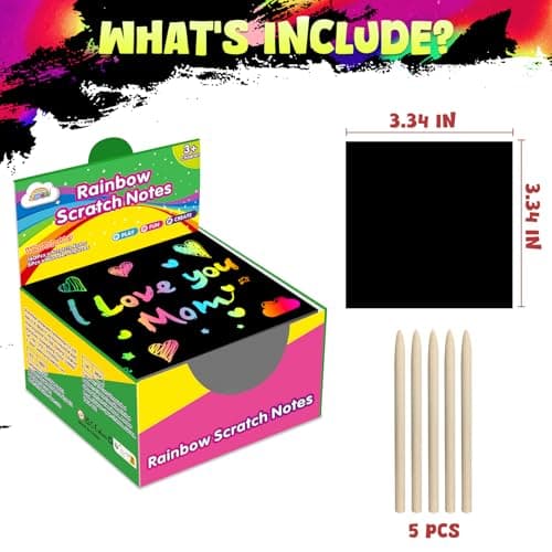 ZMLM 165 Pcs Rainbow Scratch Paper Art Notes - Easter Crafts for Kids Ages 4-8, Easter Basket Stuffers for Girls & Boys, Classroom Prizes, Student Gifts School Activity - Thumbnail 6