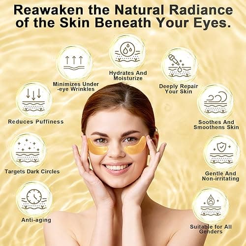 Under Eye Patches (48 Pairs) - 24K Gold Eye Masks Enriched with Abundant Collagen for Dark Circles, Puffiness, Smooth Fine Line, Nourish Skin Gifts for Women - Vegan & USA Tested - Thumbnail 5