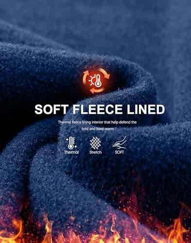 Soothfeel Women's Fleece Lined Joggers Water Resistant High Waisted Sweatpants Winter Warm Thermal Running Hiking Pant Pocket （Dark Blue M） - Thumbnail 3