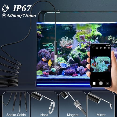 Endoscope Camera with Light, 1920P HD Borescope Camera with 8 Adjustable LED Lights, 16.4ft Semi-Rigid Snake Camera with Light, IP67 Waterproof 7.9mm Inspection Camera for iOS and Android - Thumbnail 4