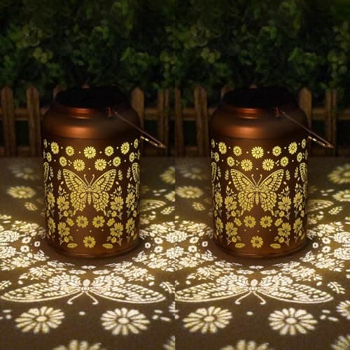 Mothers Day Gifts for Mom Grandma - Birthday Gifts for Women, 2 Pack Butterfly Solar Lanterns Outdoor Waterproof - Butterflies Solar Lights Garden Decor, Outdoor Decor for Patio, Yard - Image 1