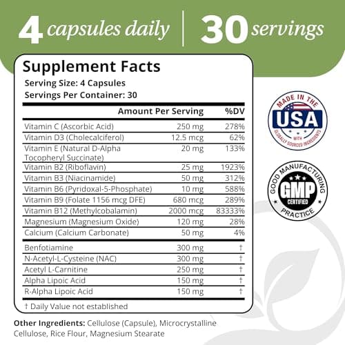 DrVmd Nerve Control – Alpha Lipoic Acid (ALA) & B Vitamin Complex (1 Month Supply) to Support Healthy Nerve Function and Comfort in Hands & Feet - Thumbnail 2